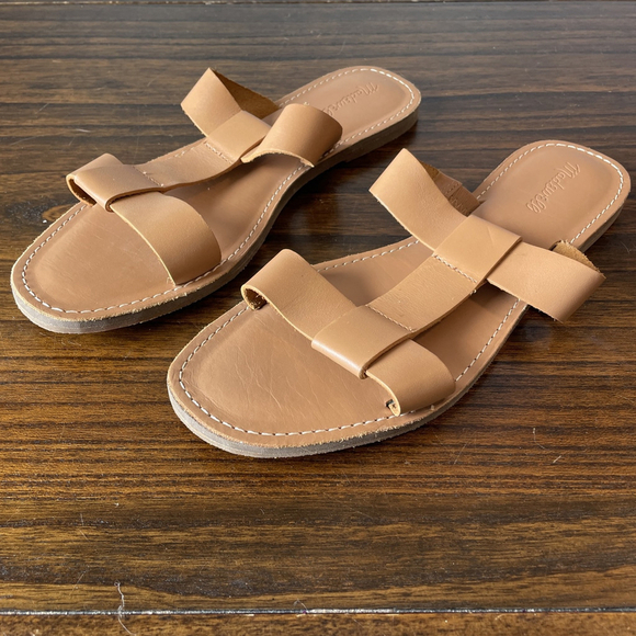 Madewell Shoes - NWOT Madewell The Boardwalk T-Strap Slide Sandal Tan Brown Women’s 10.5